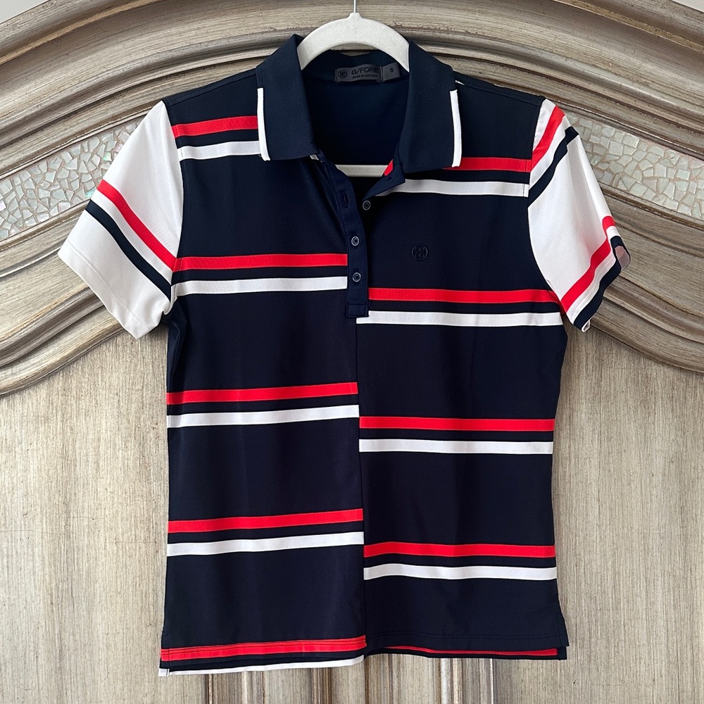 G/FORE Women's Polo - Navy, Red, and White Stripes